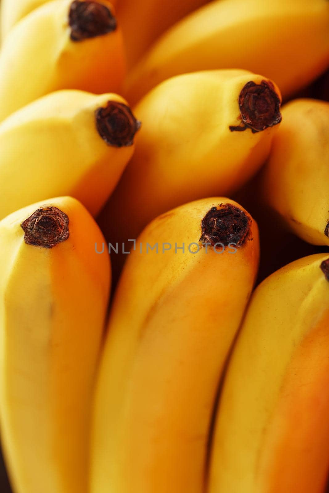 Ripe yellow bananas close-up. Close-up, full screen