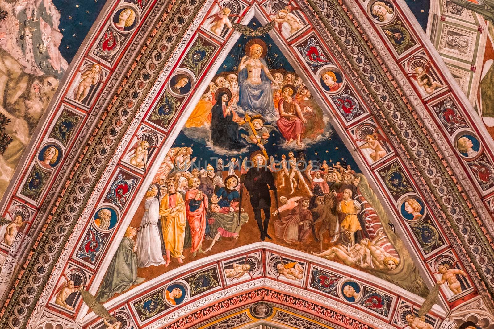 interiors and decors of the baptistery, Siena, Italy by photogolfer