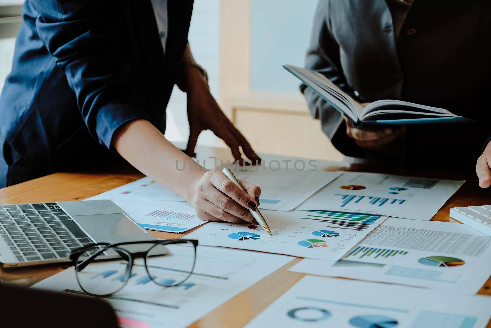 Business People Planning Strategy Analysis from financial document report, Office Concept