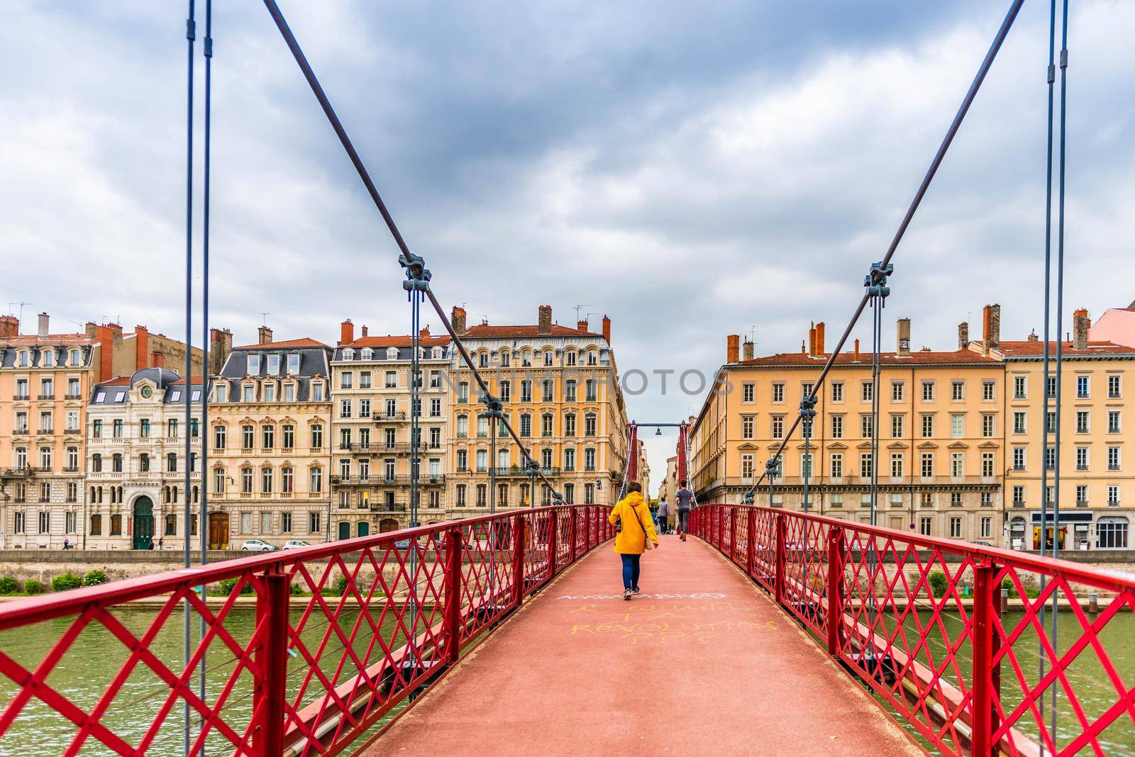 Footbridge on the Saone in Lyon in the Rhone, France by Frederic