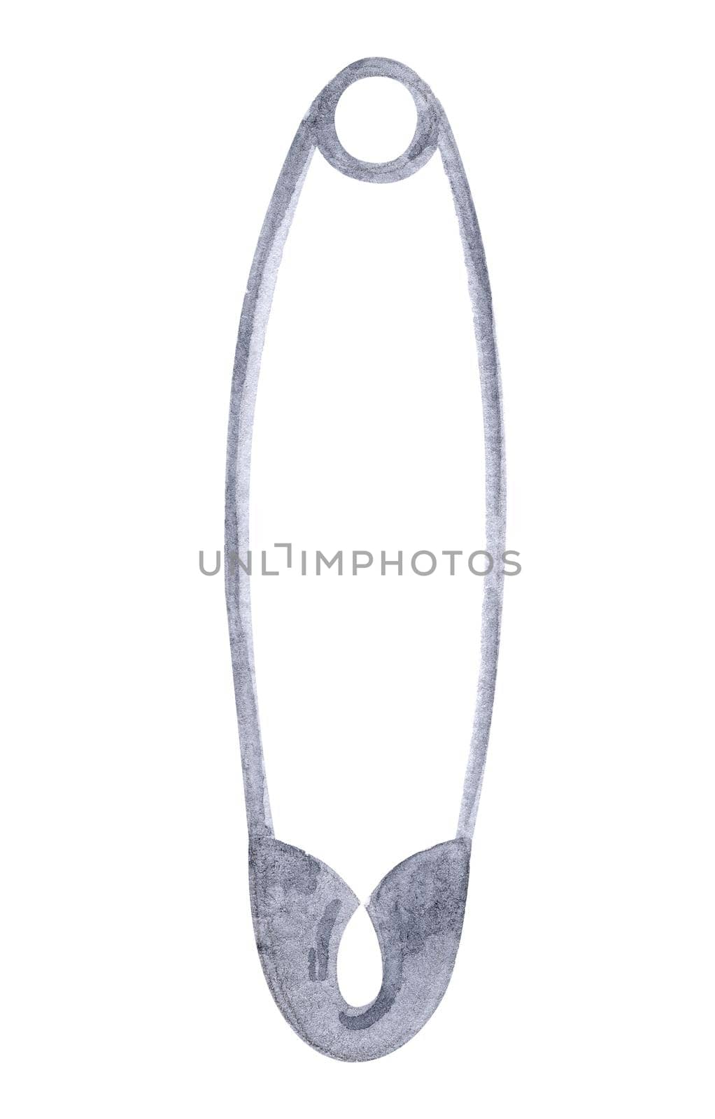 Watercolor safety pin isolated on white background by dreamloud