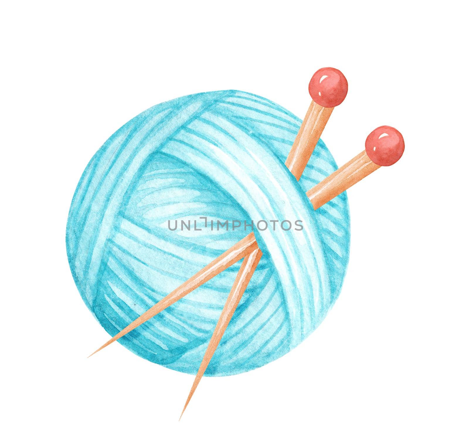 Watercolor ball of yarn isolated on white by dreamloud