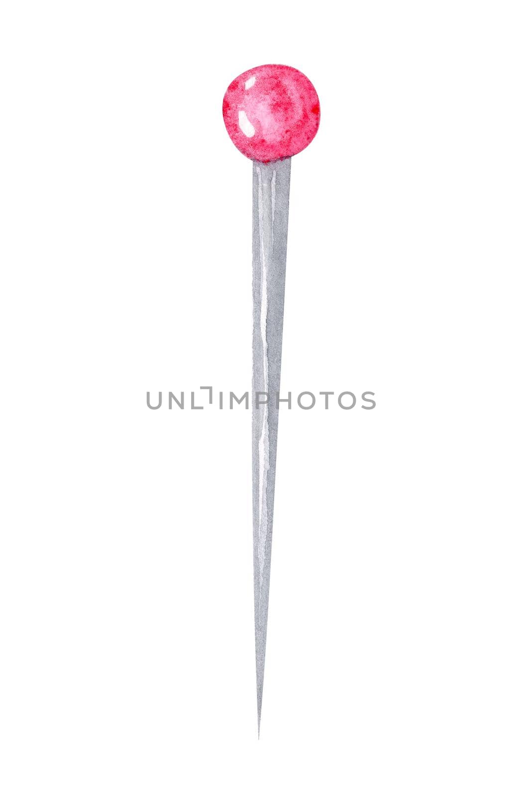 Watercolor needle isolated on white. Hand drawn sewing supply illustration