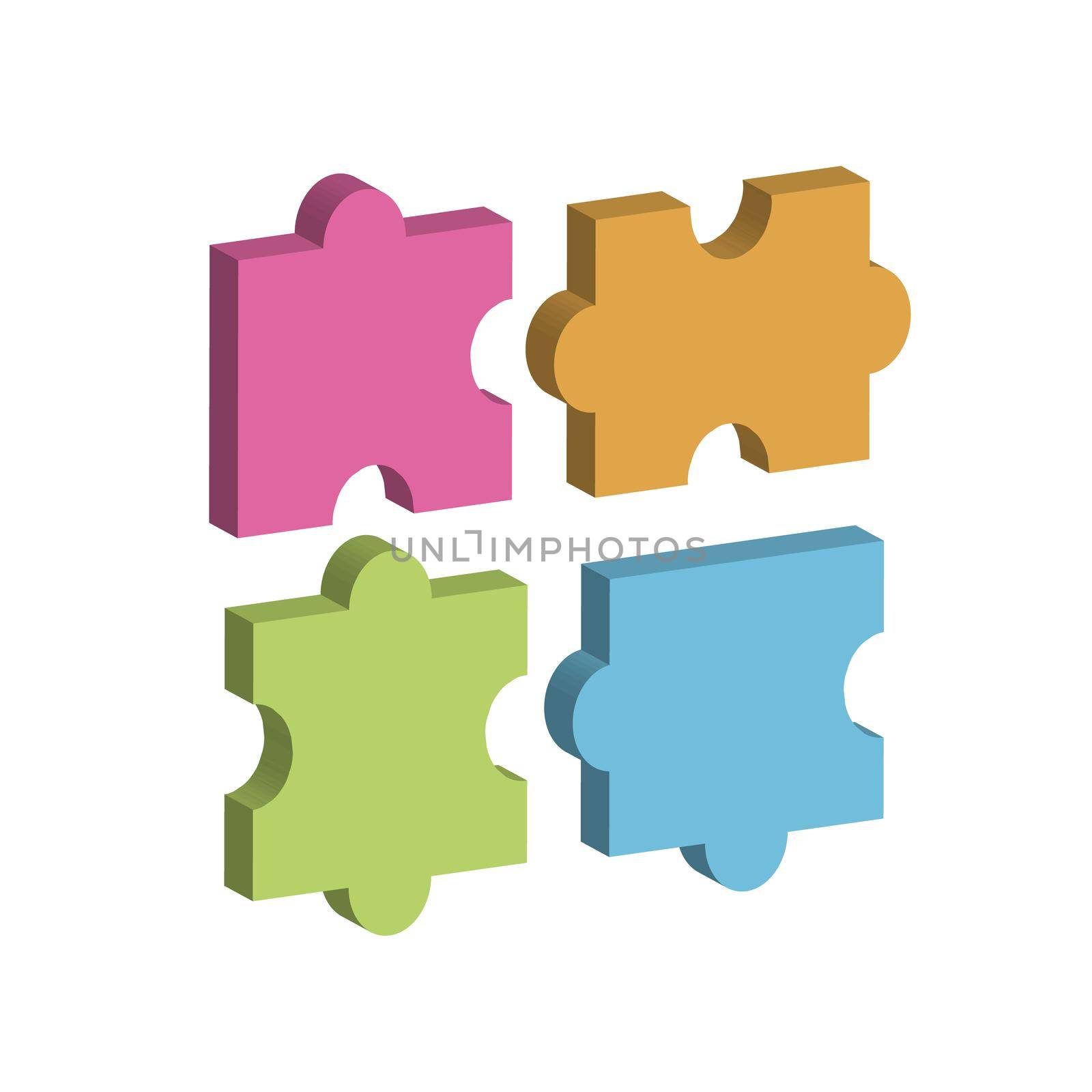 Puzzles vector 3d isometric, color web icons set, new flat style. Creative illustration design, idea for infographics.