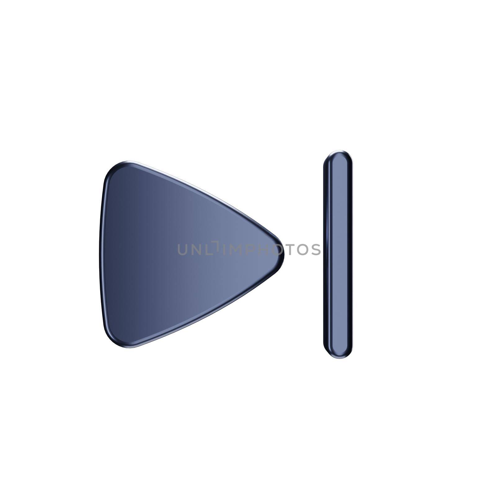 Volumetric metal End button on a white isolated background