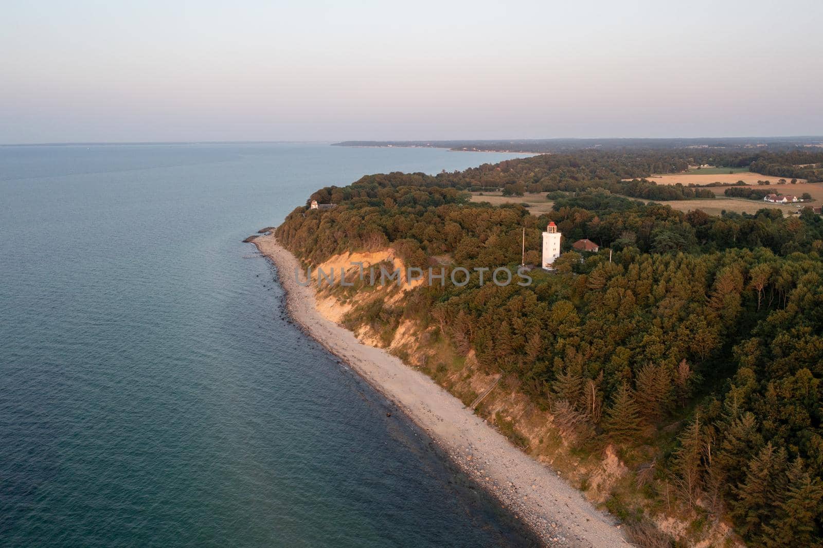 Aerial View of Nakkehoved Lighthouse in North Zealand by oliverfoerstner