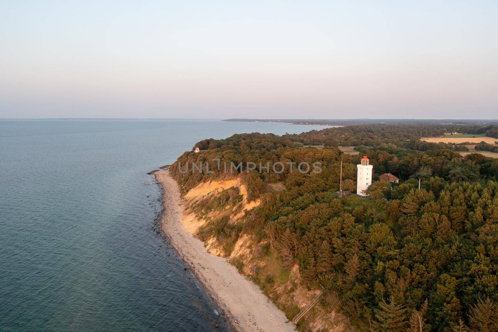 Aerial View of Nakkehoved Lighthouse in North Zealand by oliverfoerstner