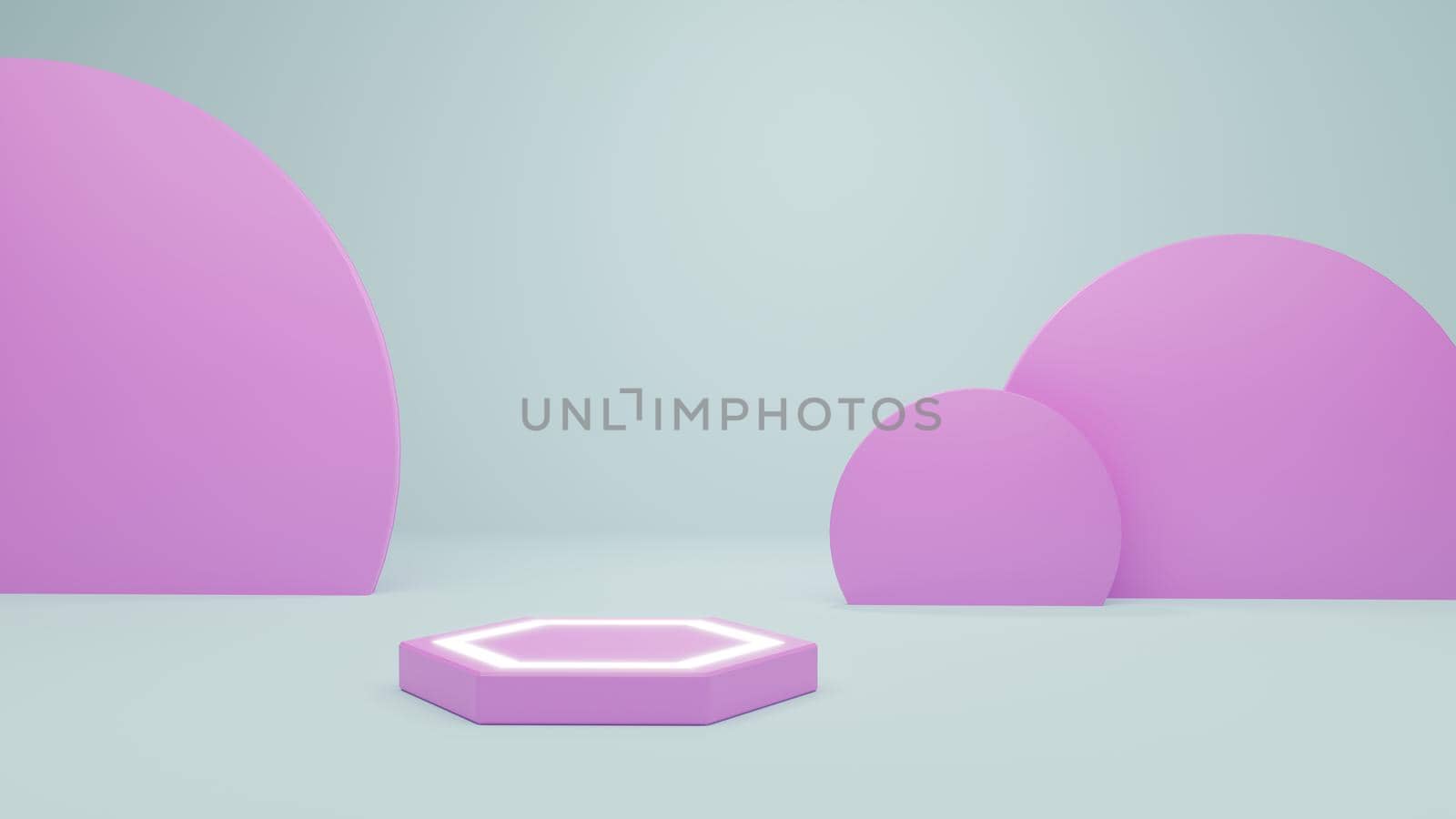 Abstract Geometric 3D Rendering Circle Cylinder Podium Background. Minimalism Pastel Colored Still Life Style