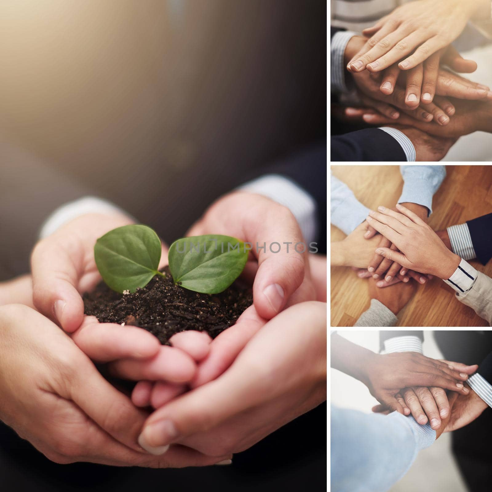 Composite image of a diverse group of people's hands