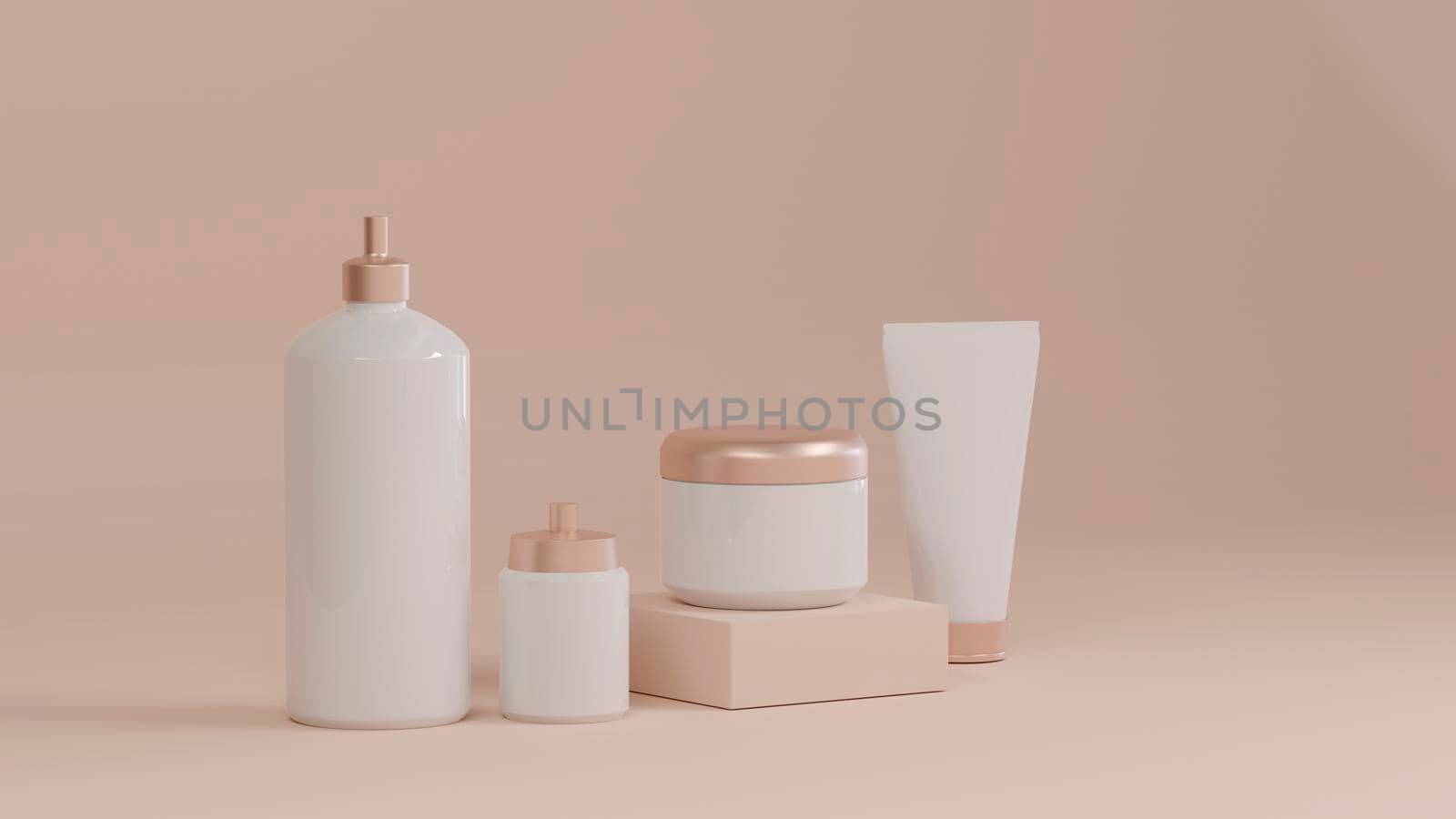 cosmetic bottle mockup product set on pink background,3d render