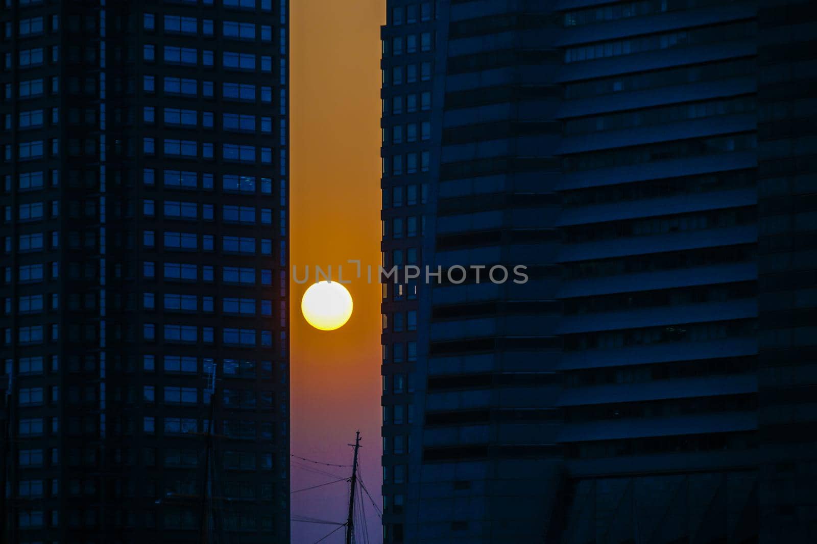 Sunset landscape with cityscape of Yokohama. Shooting Location: Yokohama-city kanagawa prefecture