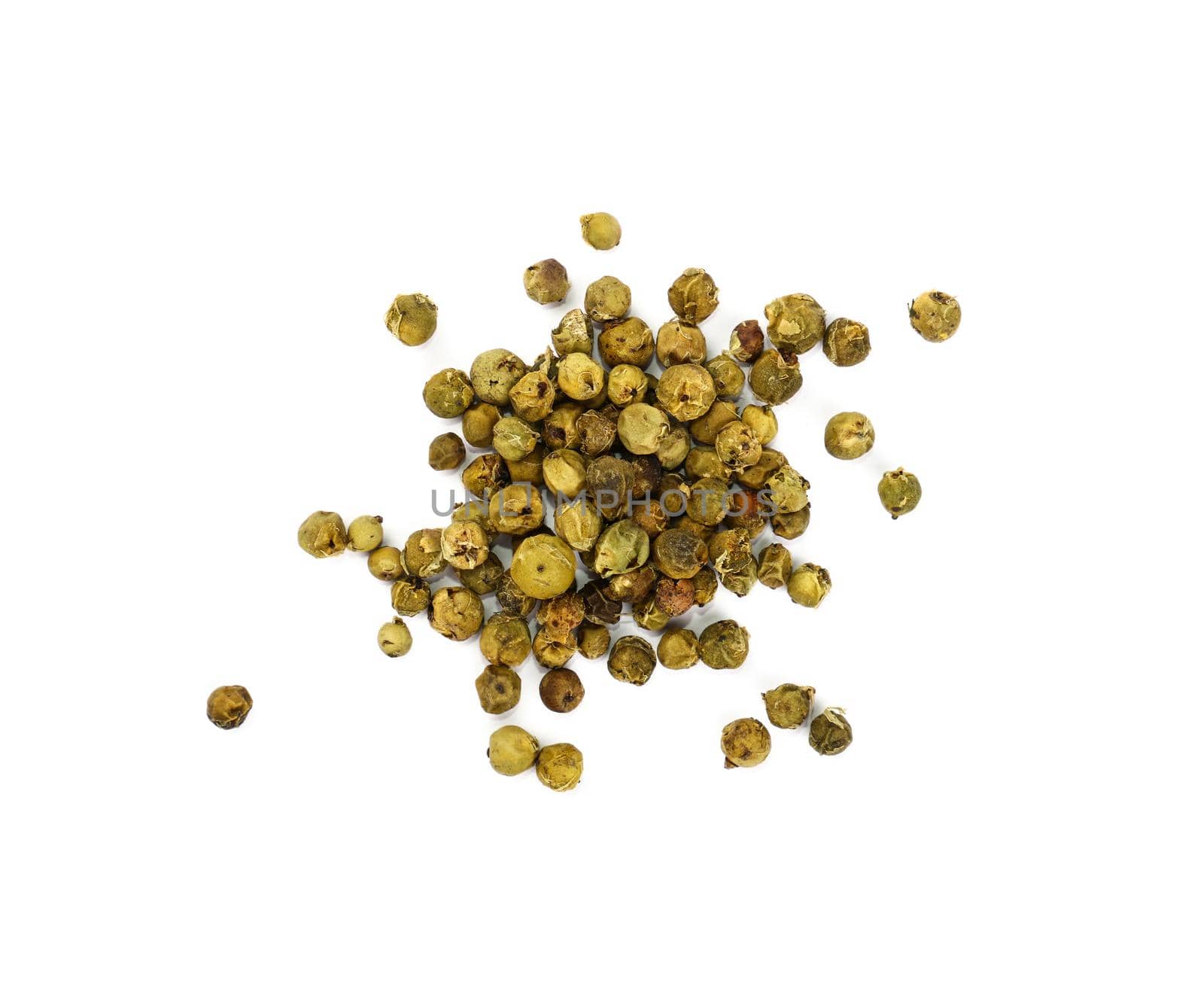 Heap of green peppercorns isolated by BreakingTheWalls