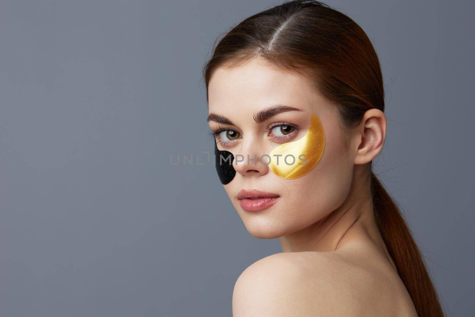 woman multicolored patches rejuvenation skin care fun isolated background by SHOTPRIME