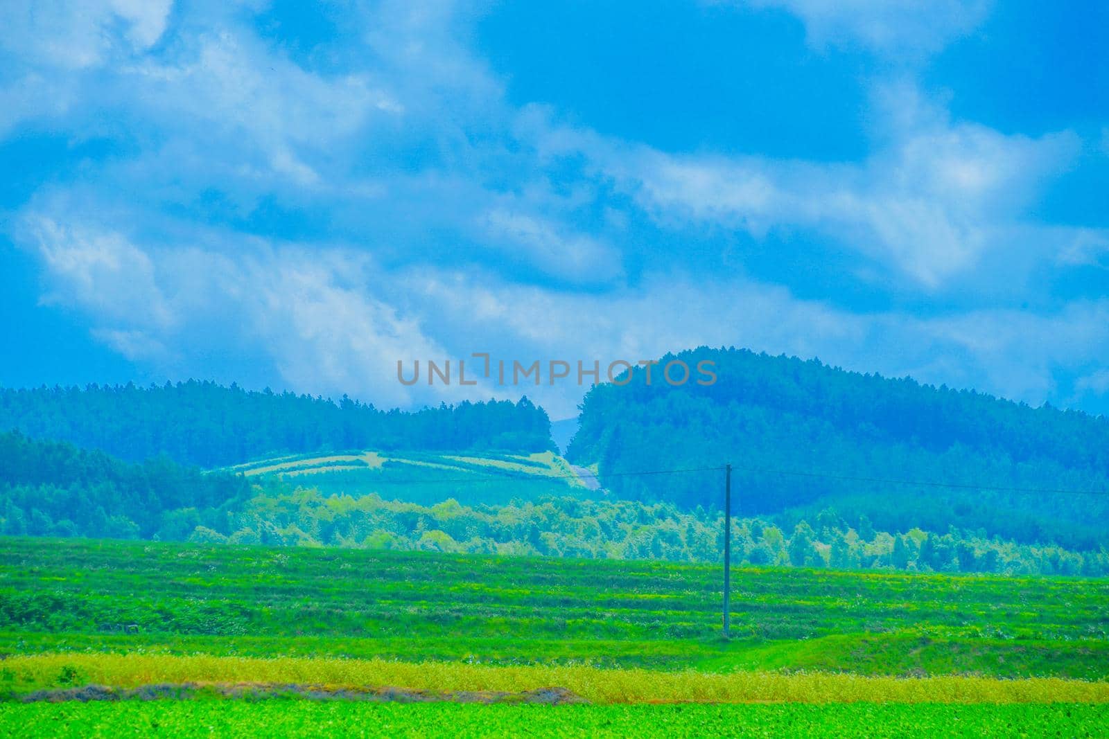 Furanos plain and cloudy sky. Shooting Location: Hokkaido Furano