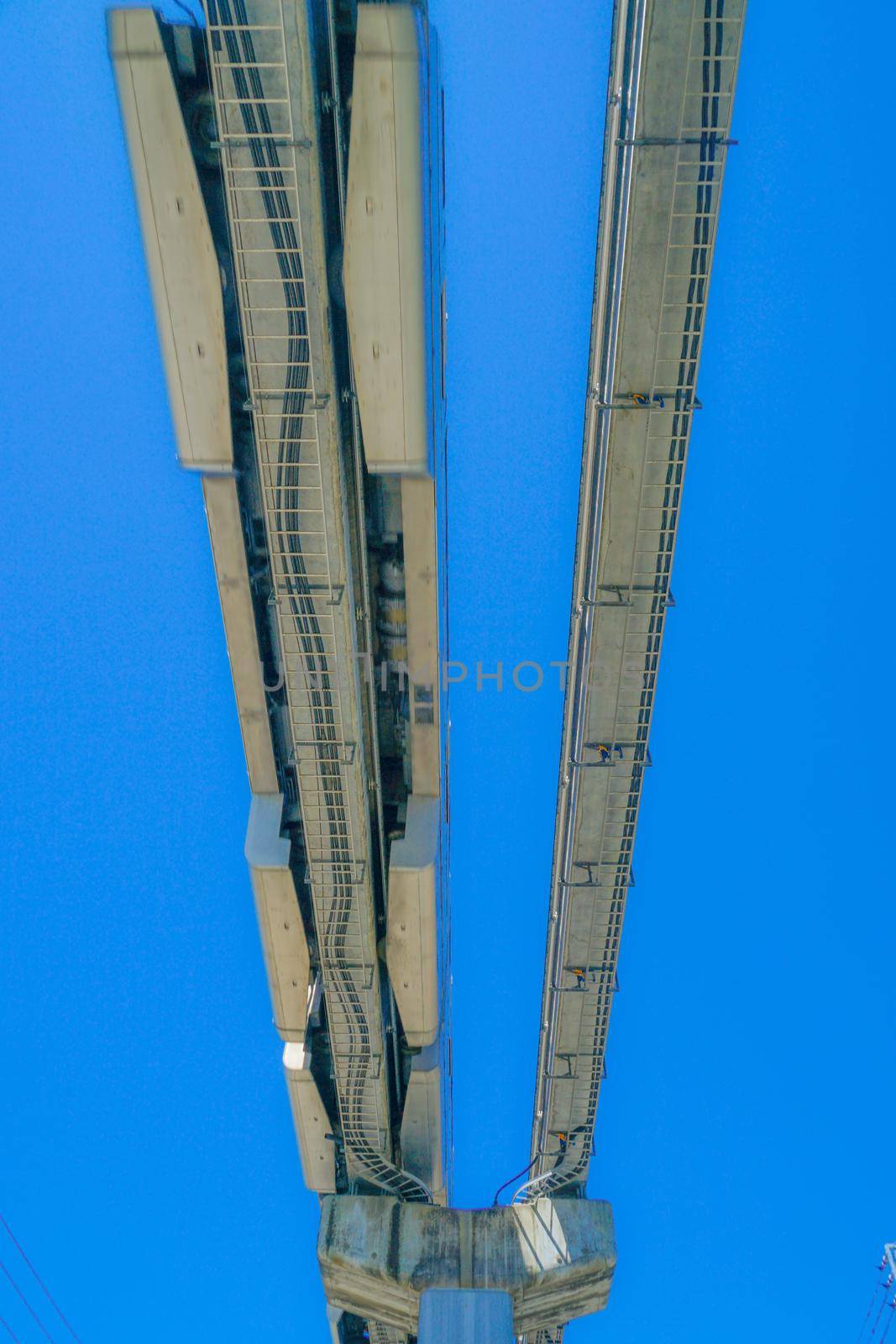Tama city monorail track and fine clear. Shooting Location: Tokyo Metropolitan Hino City