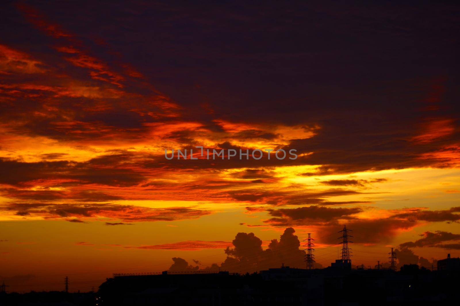 Clouds illuminated by sunset. Shooting Location: Yokohama-city kanagawa prefecture
