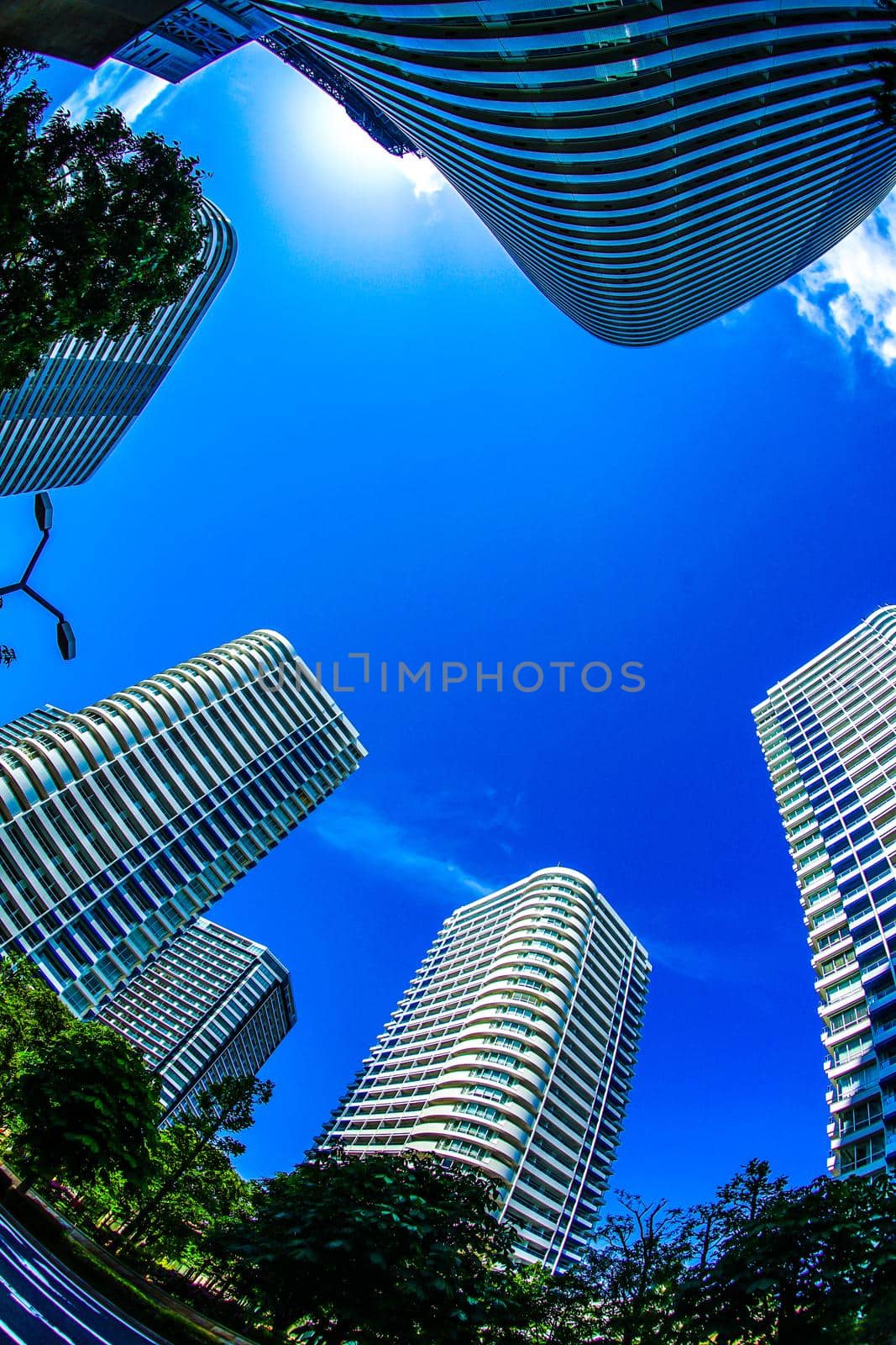 Yokohama Minato Mirais skyscrapers and blue sky. Shooting Location: Yokohama-city kanagawa prefecture