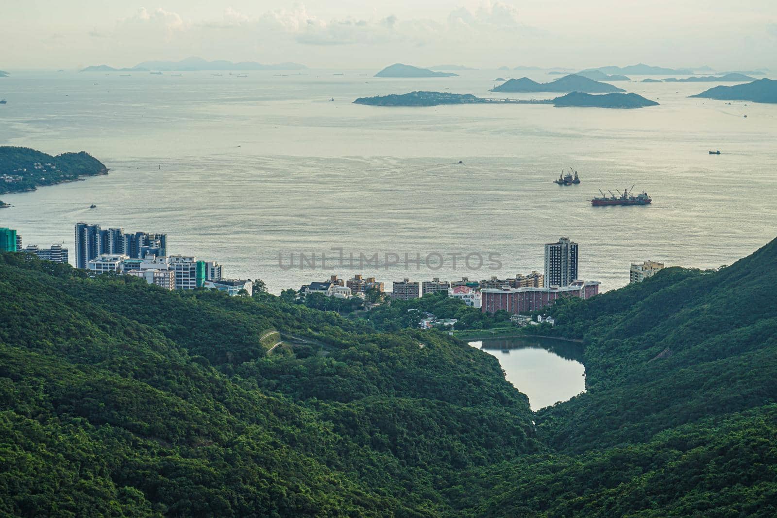 Hong Kong sunset view seen from Victoria peak. Shooting Location: Hong Kong Special Administrative Region