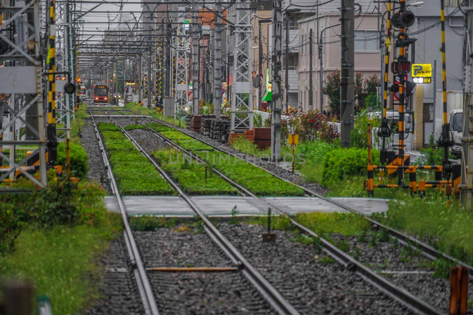 Toden Arakawa Line tracks and vehicles. Shooting Location: Yokohama-city kanagawa prefecture