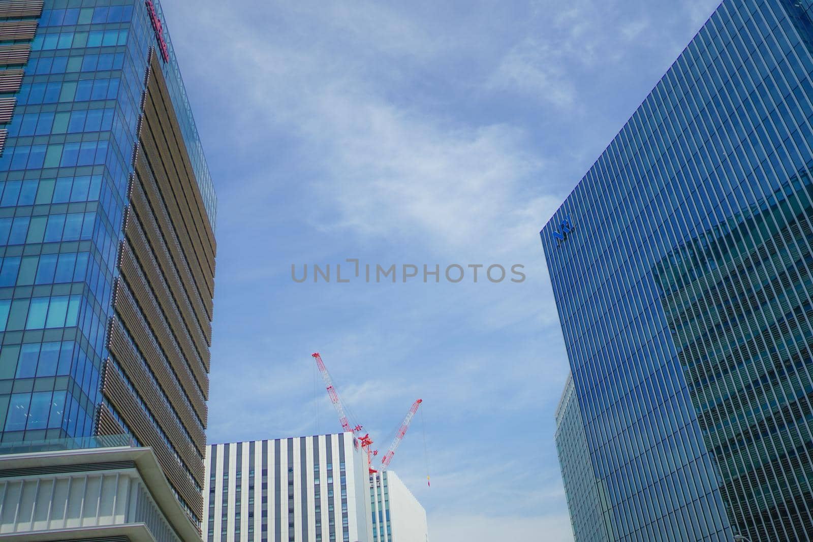 Building group and blue sky of Yokohama Minato Mirai. Shooting Location: Yokohama-city kanagawa prefecture