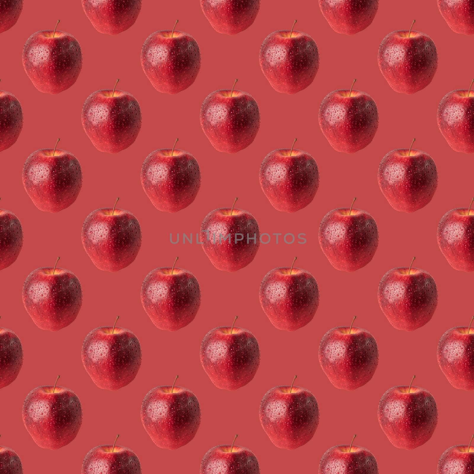 seamless pattern red apple on red background by roman112007