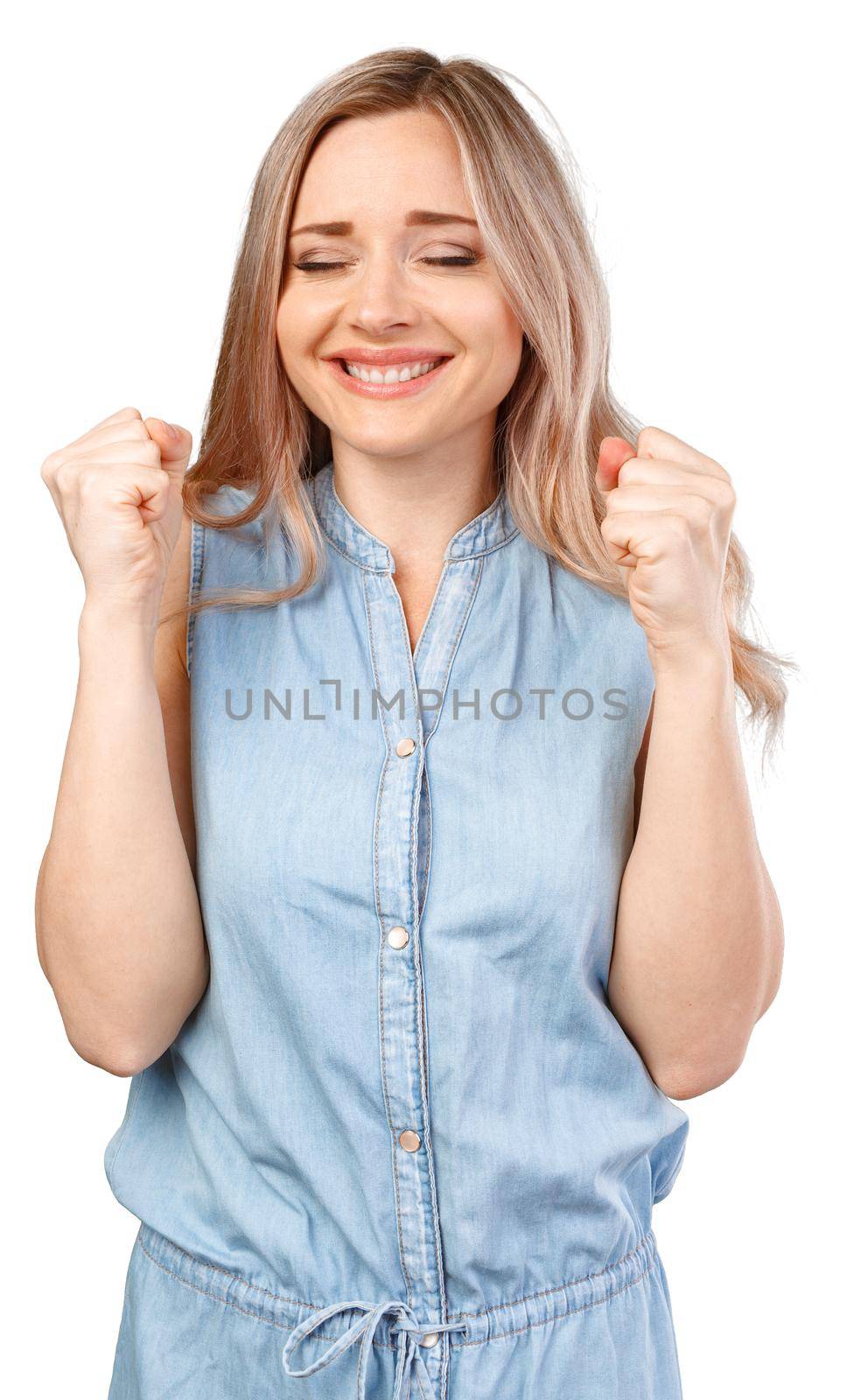 Young casual woman over isolated white background celebrating a victory, portrait