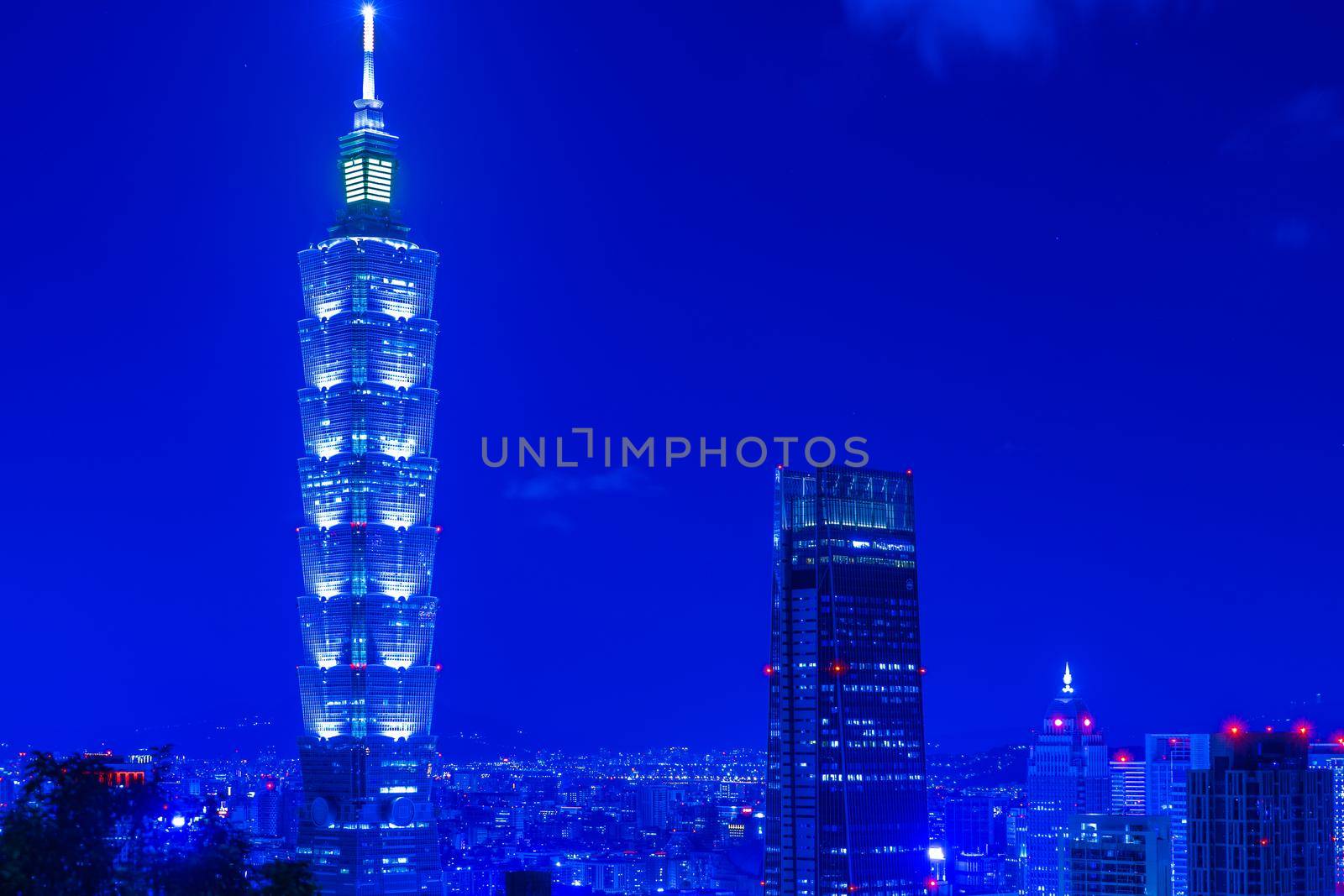 Taipei night view seen from Taipeis elephant. Shooting Location: Taiwan, Taipei