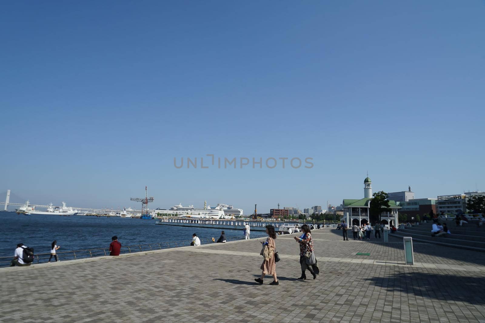 Yokohama Baybridge and luxury vessels. Shooting Location: Yokohama-city kanagawa prefecture