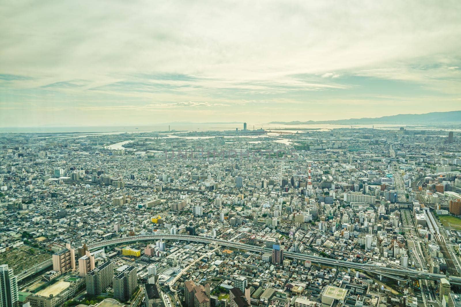 Osaka cityscape from Abeno Harukas. Shooting Location: Osaka Prefecture