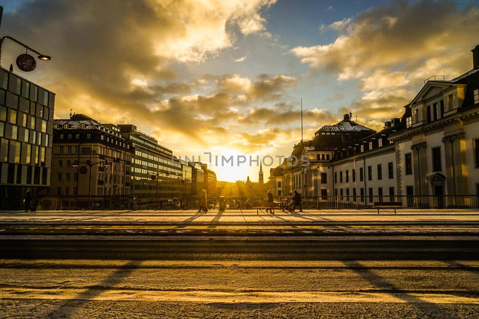 Stockholm cityscape and morning ray. Shooting Location: Sweden, Stockholm