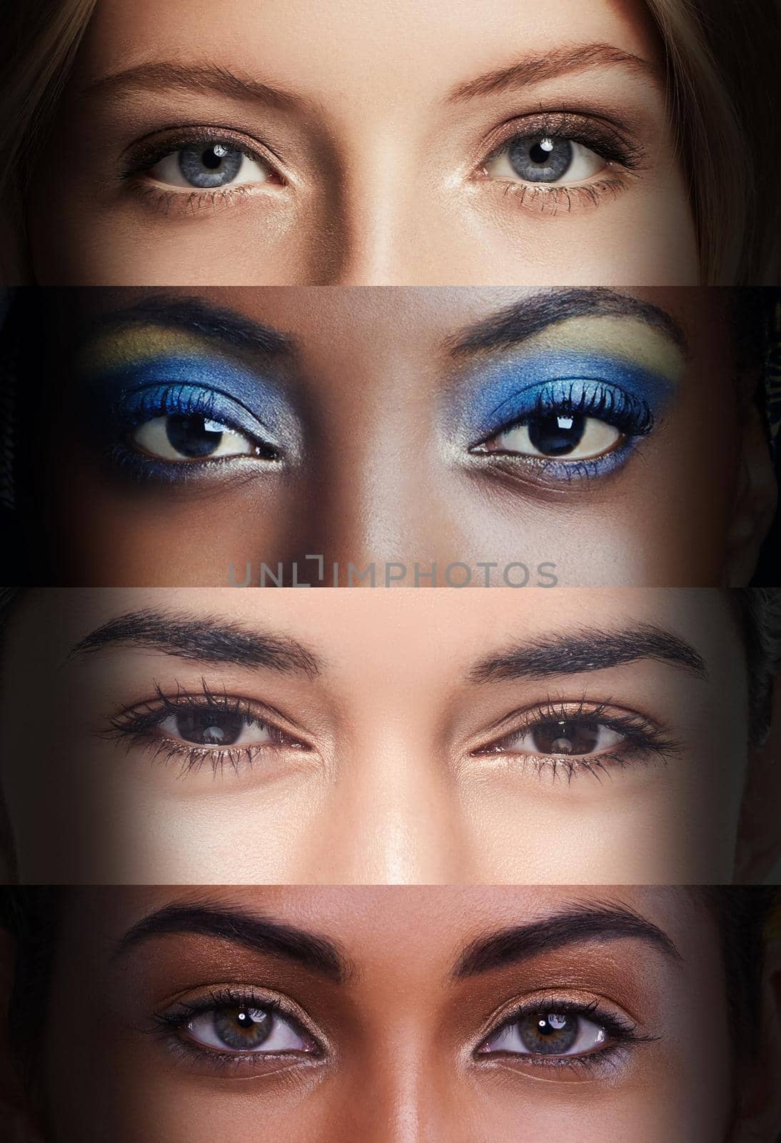 Showing their soul. Cropped view of four women's eyes from different countries. by YuriArcurs