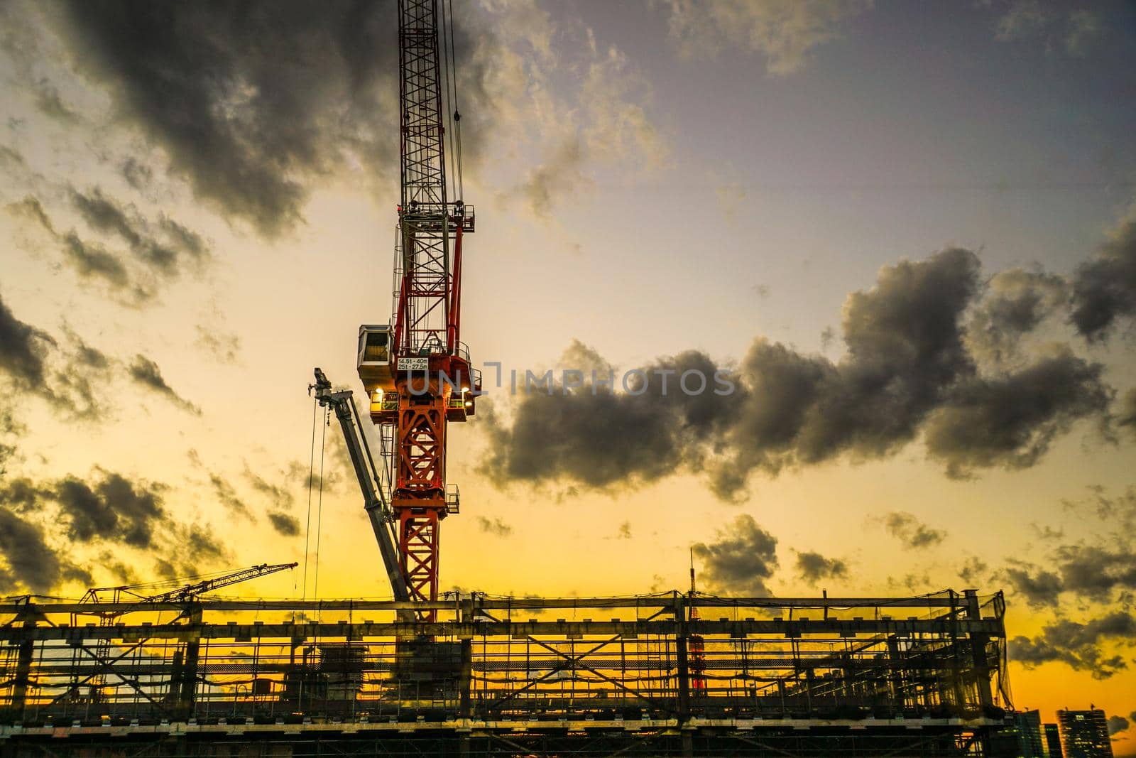 Building site of skyscrapers. Shooting Location: Tokyo metropolitan area