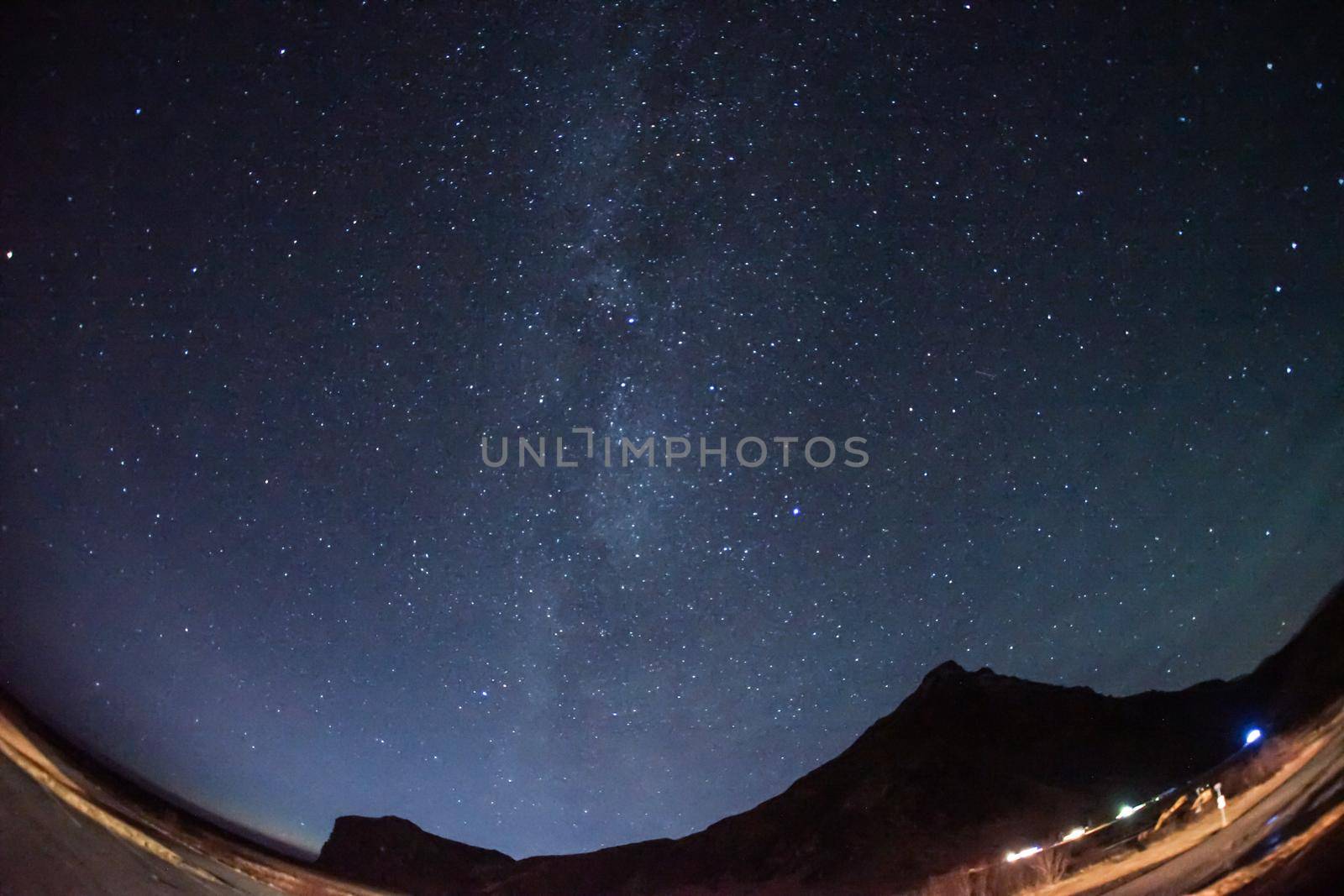 Mountain silhouette and starry sky (Iceland). Shooting Location: Iceland, Lay Cavik