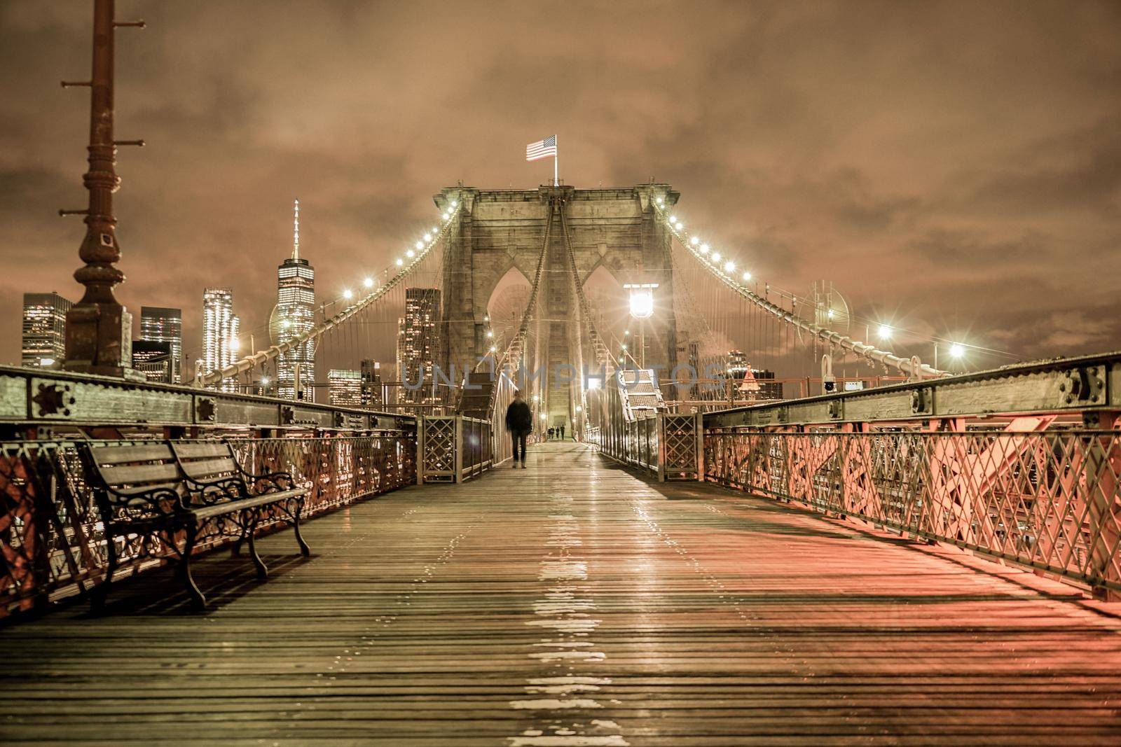 Night Brooklyn Bridge. Shooting Location: New York, Manhattan