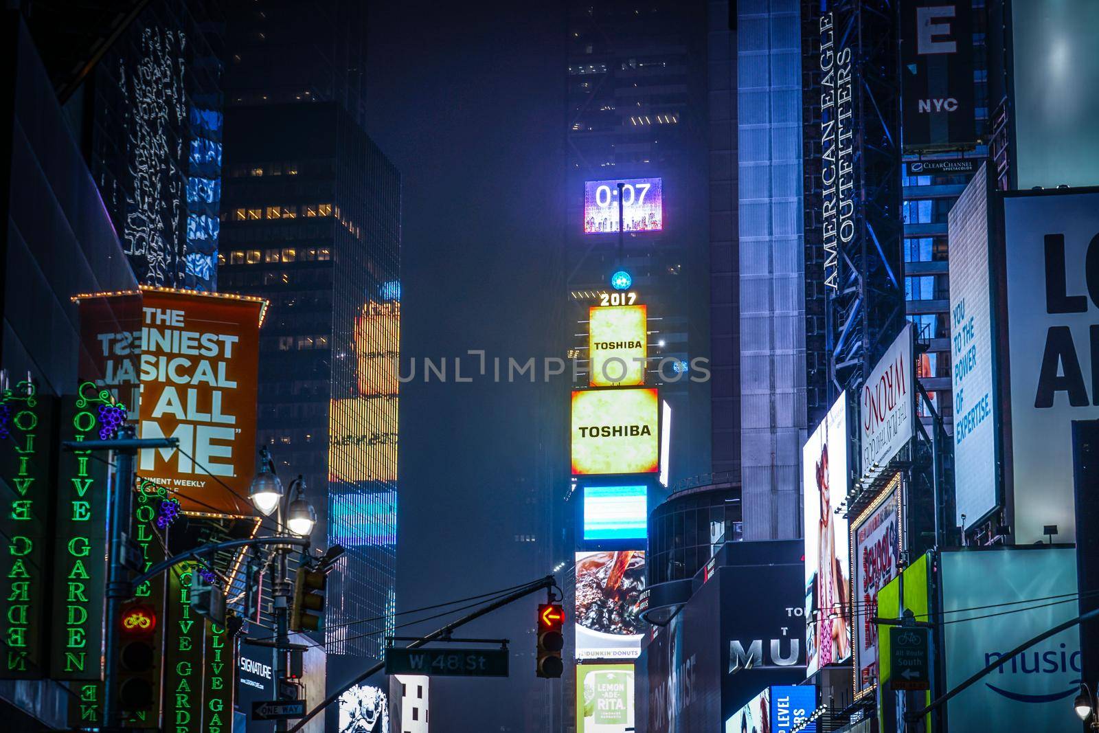Night view of New York Times Square (TIMESSQUARE). Shooting Location: New York, Manhattan