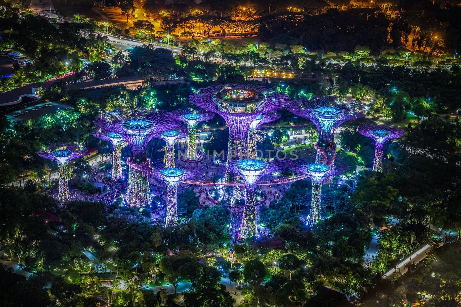 Night view from Marina Bay Sands Observatory (Singapore). Shooting Location: Singapore