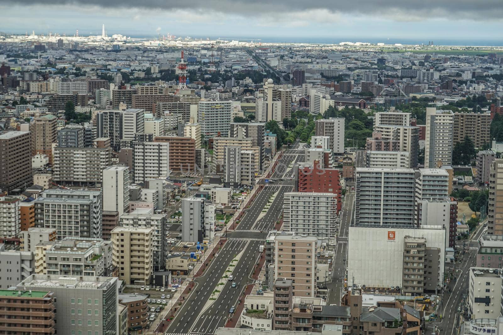 Sendai cityscape (from the Aer Observatory). Shooting Location: Sendai, Miyagi Prefecture