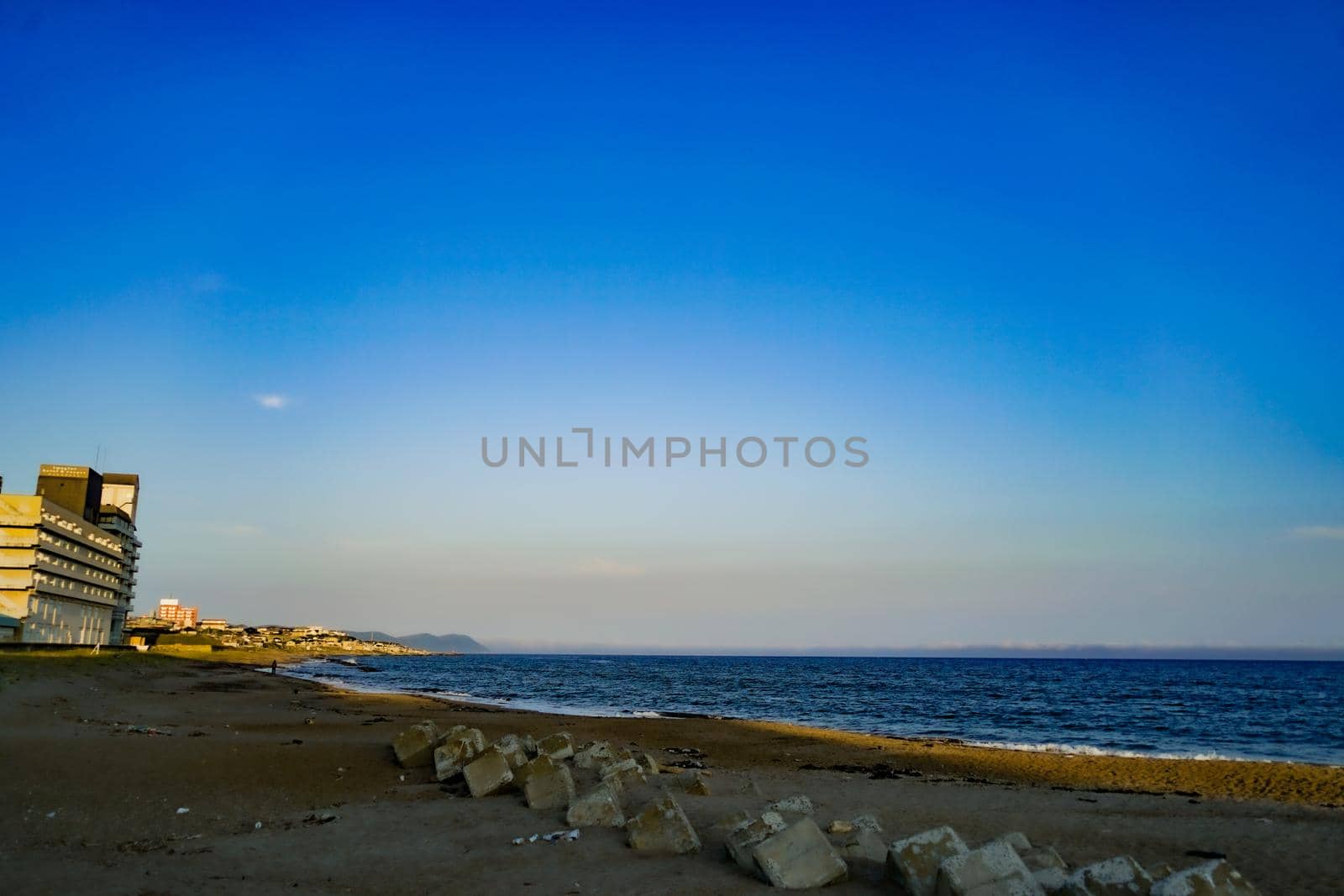Hakodate sandy beach and sea. Shooting Location: Hokkaido Hakodate City