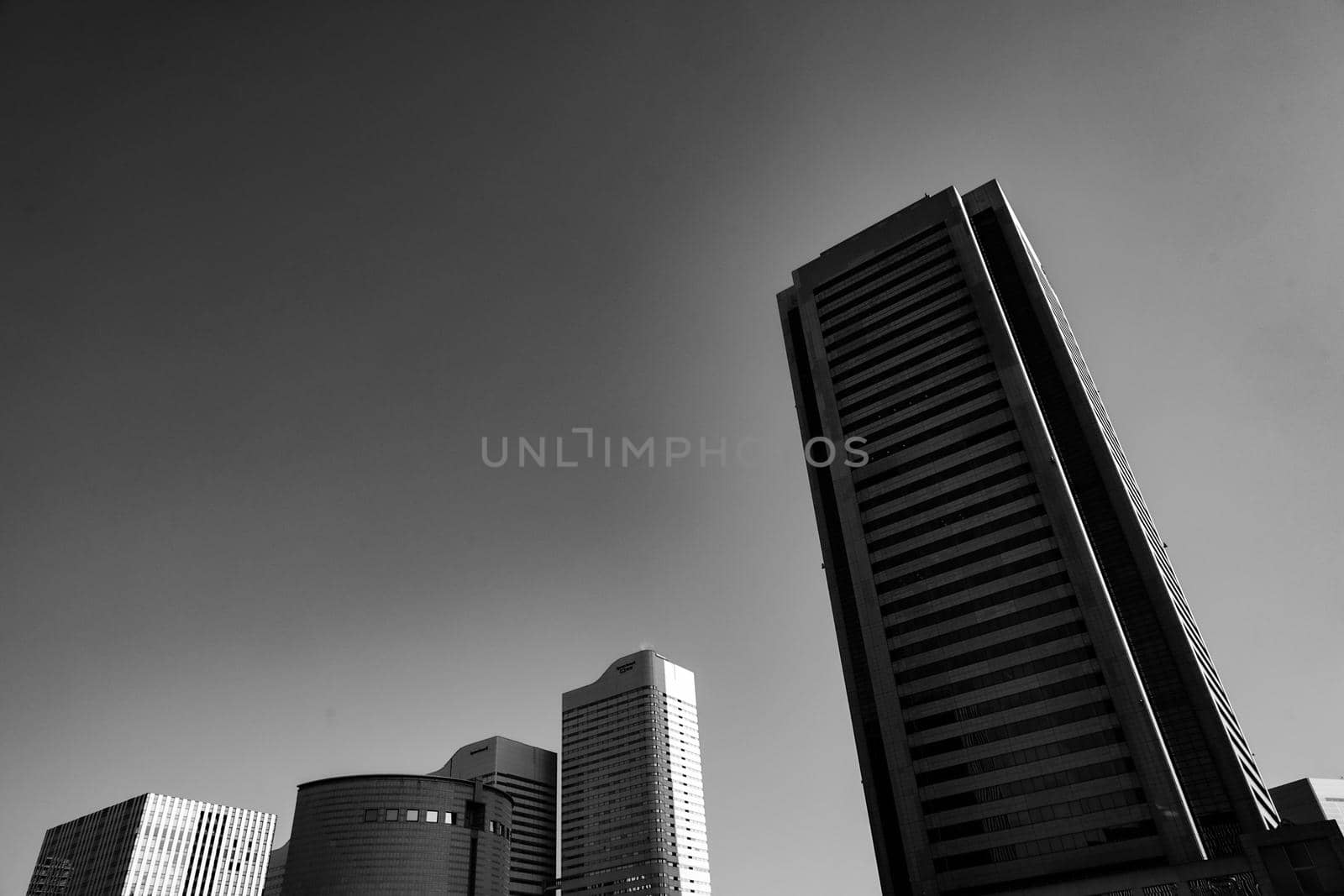 Yokohama Minato Mirai cityscape (monochrome). Shooting Location: Yokohama-city kanagawa prefecture