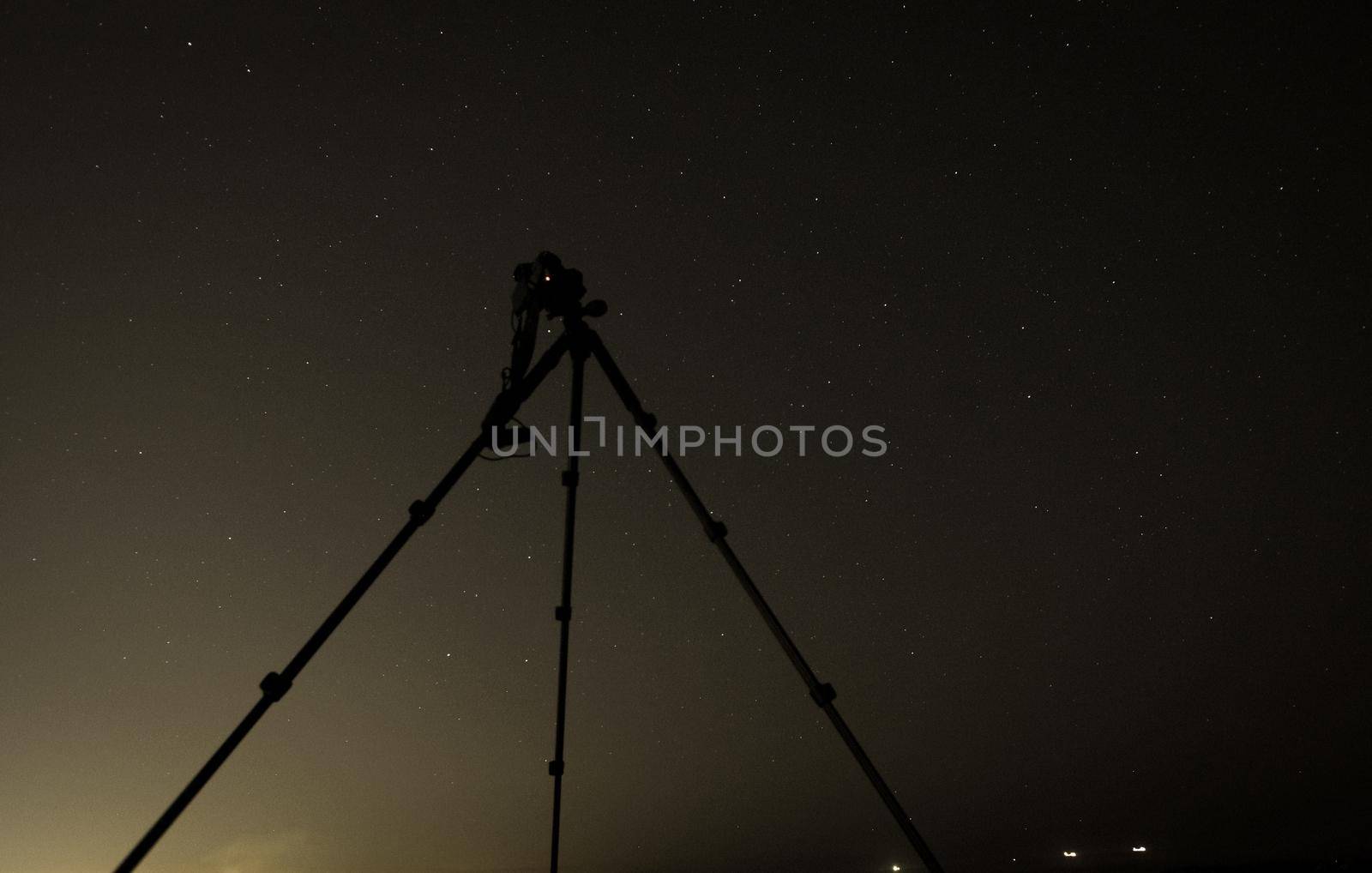 Camera taking a starry sky. Shooting Location: Sendai, Miyagi Prefecture