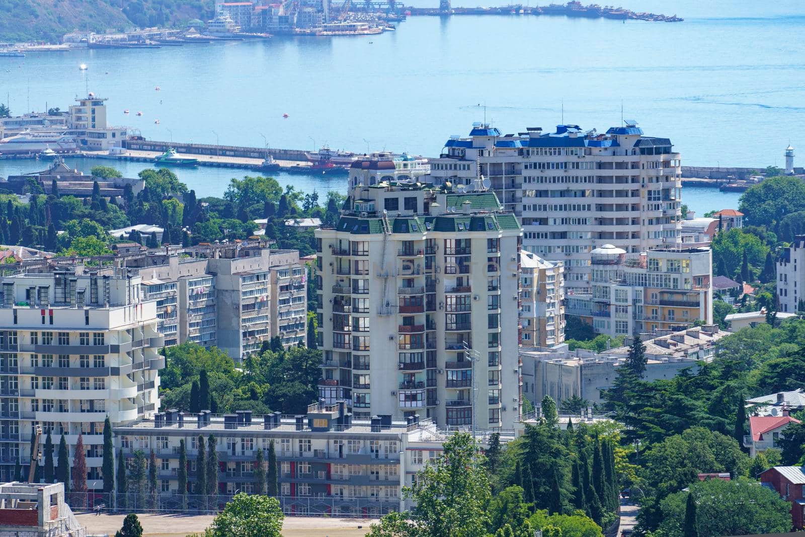 City landscape with a view of Yalta, Crimea by Vvicca