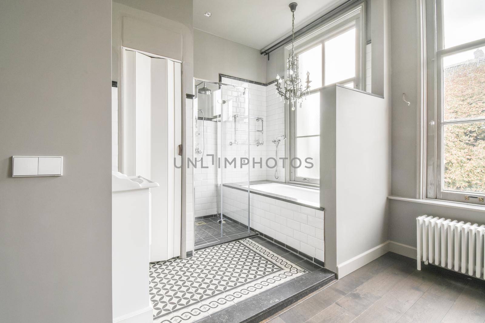 Bright and stylish bathroom in luxury modern house