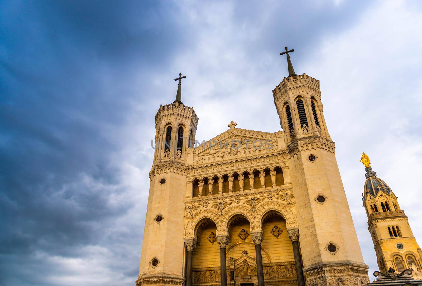 The Fourviere basilica in Lyon in the Rhone, France by Frederic