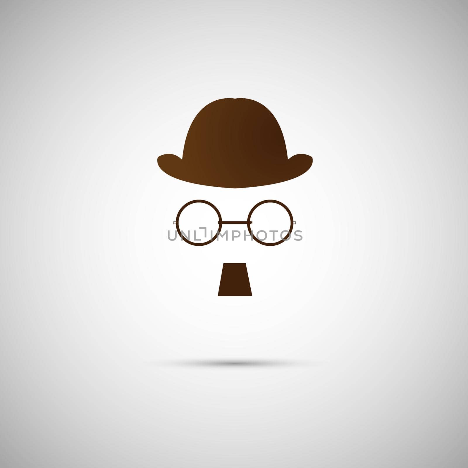 Vector black hat with a old mustache.