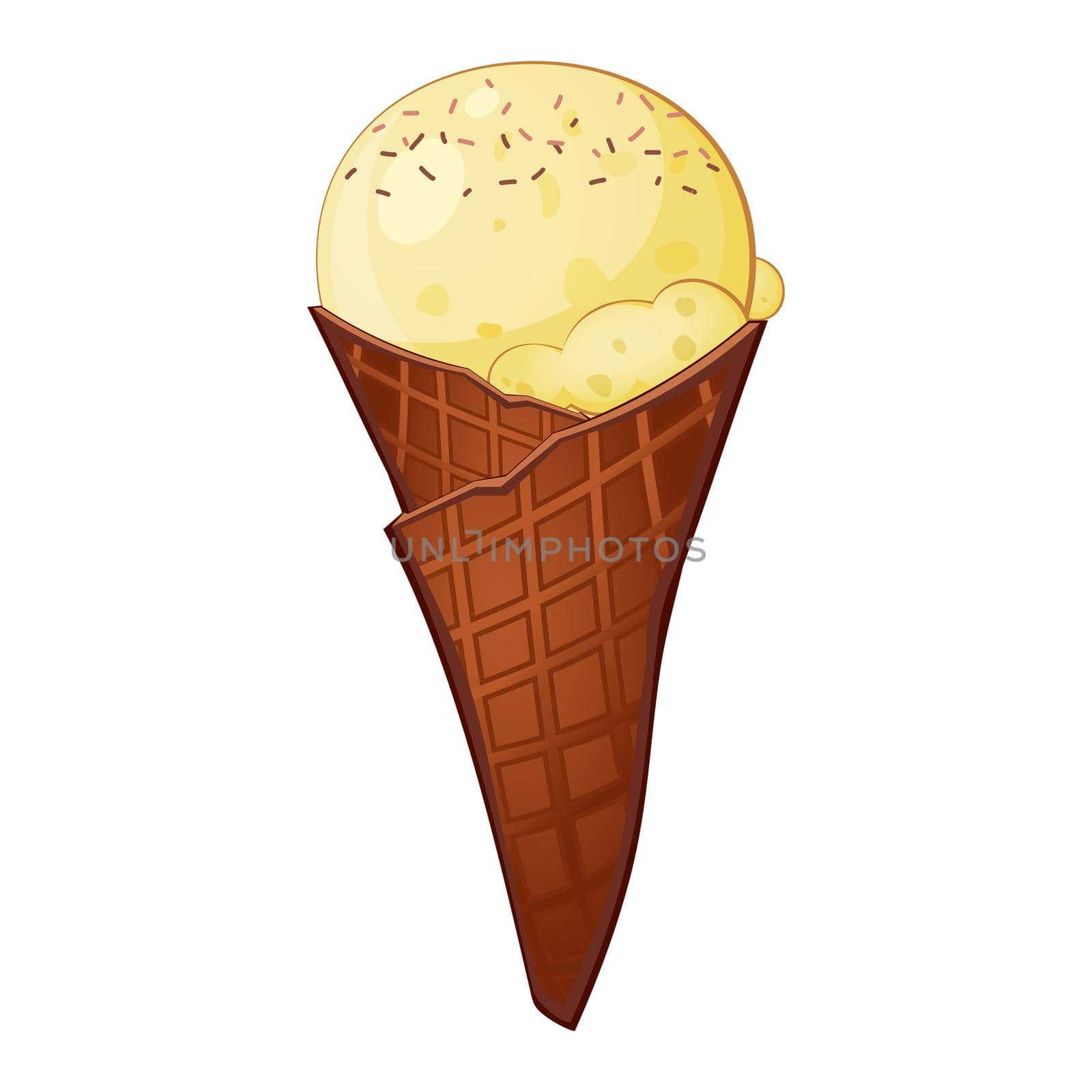 Realistic beautiful ice cream cone on a white background by BEMPhoto