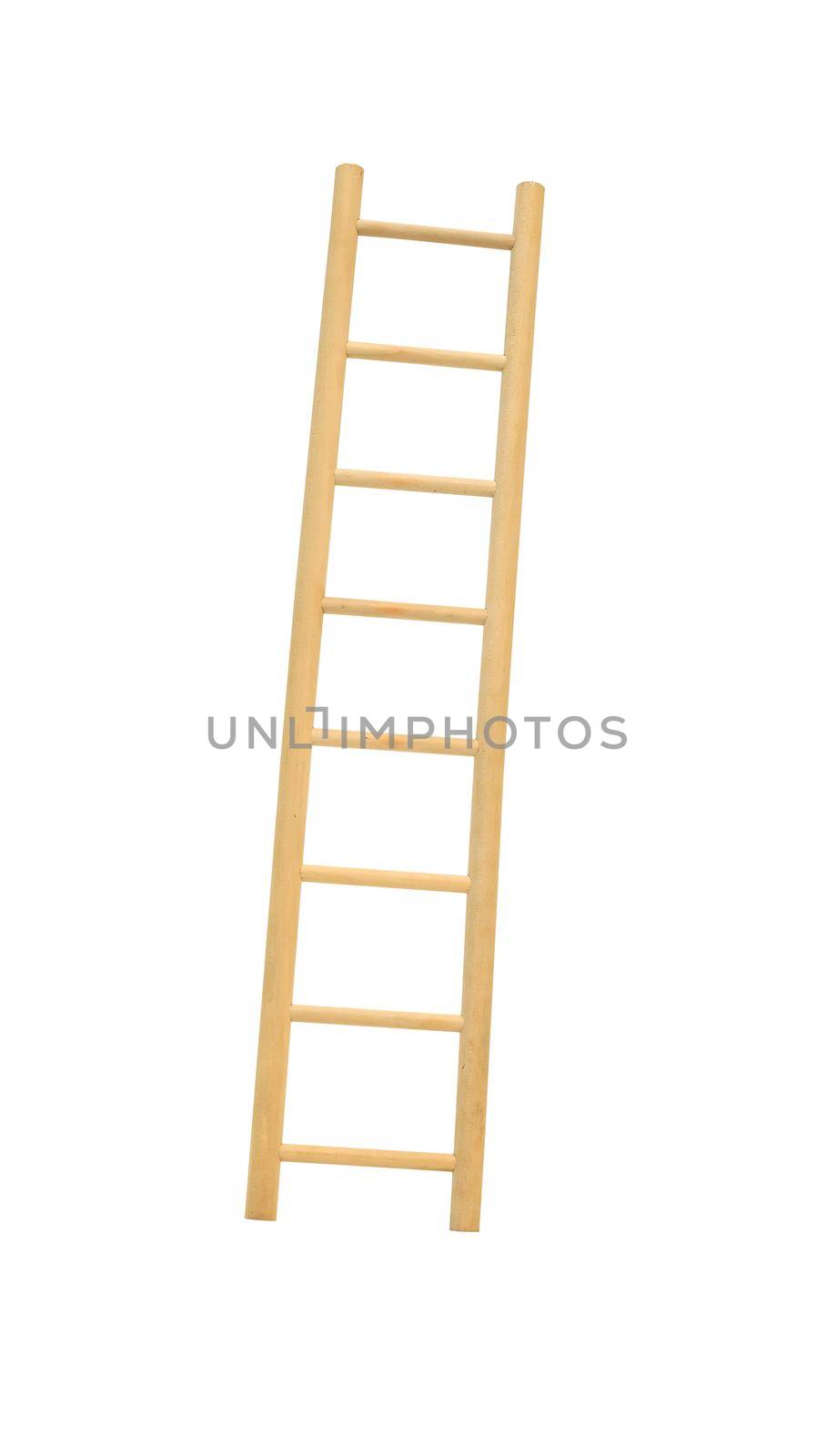 Wooden ladder isolated on white background with clipping path