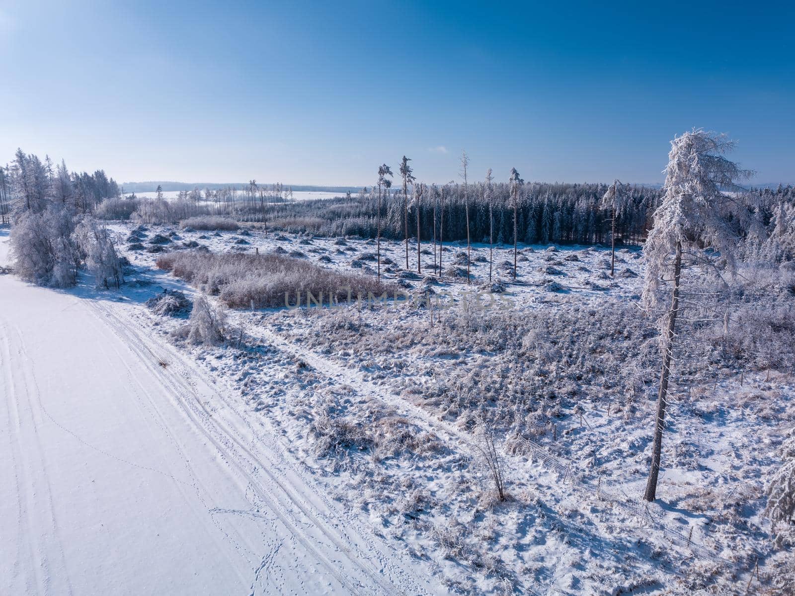 Aerial view of winter highland landscape by artush