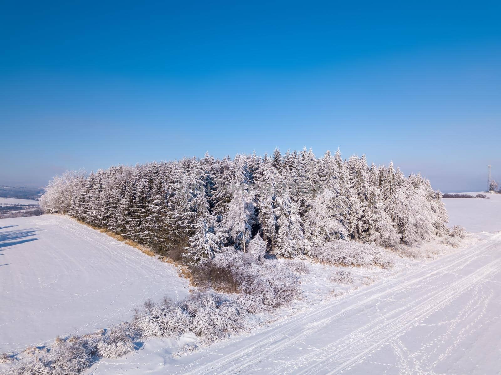 Aerial view of winter highland landscape by artush