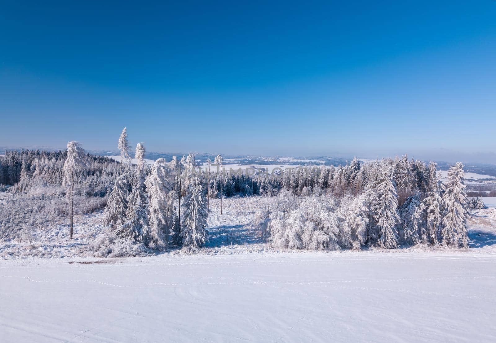 Aerial view of winter highland landscape by artush