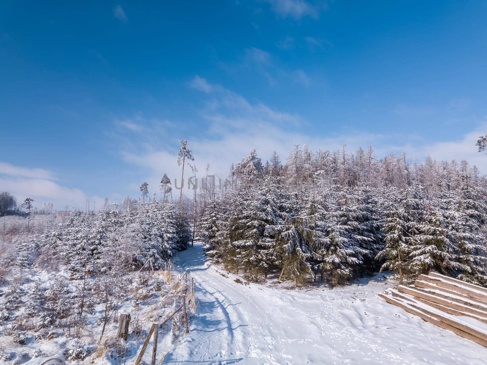 Aerial view of winter highland landscape by artush